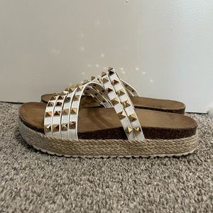 Gold studded platform sandals